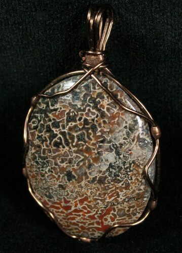 Red/Black Agatized Dinosaur Bone Pendant #5980